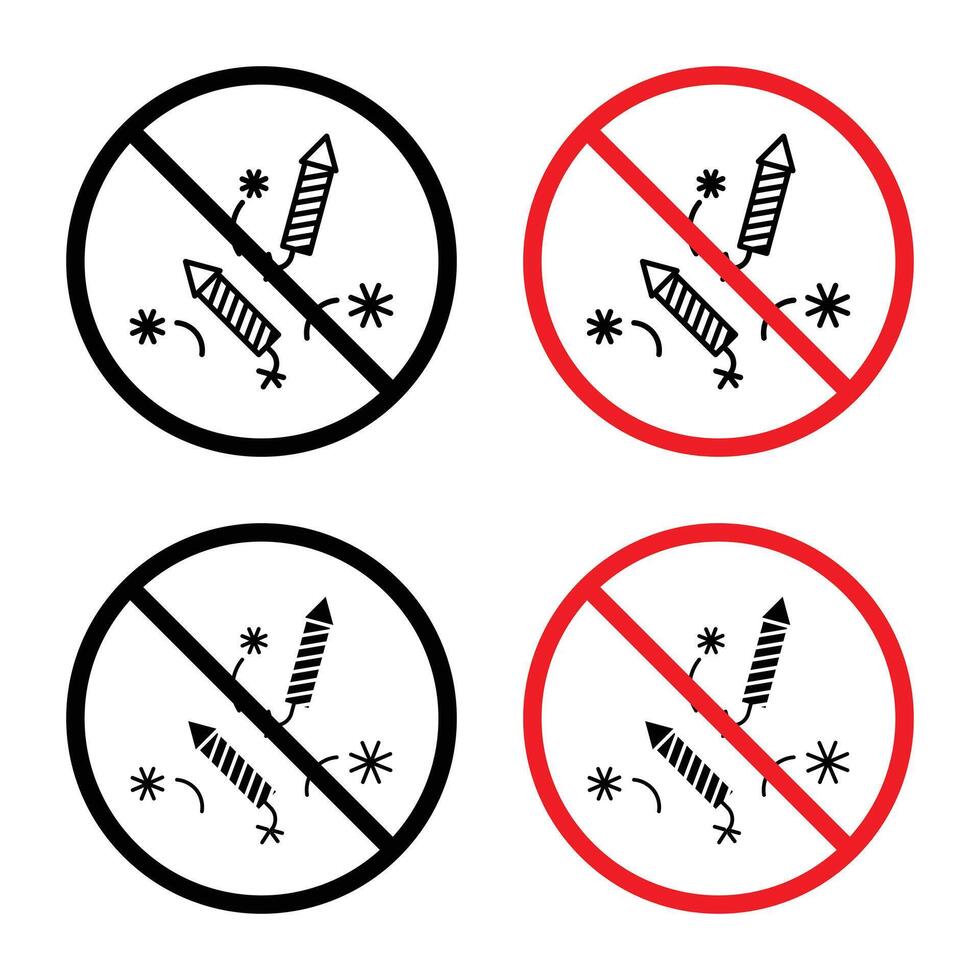 Fireworks ban sign indicating prohibition on setting off fireworks vector
