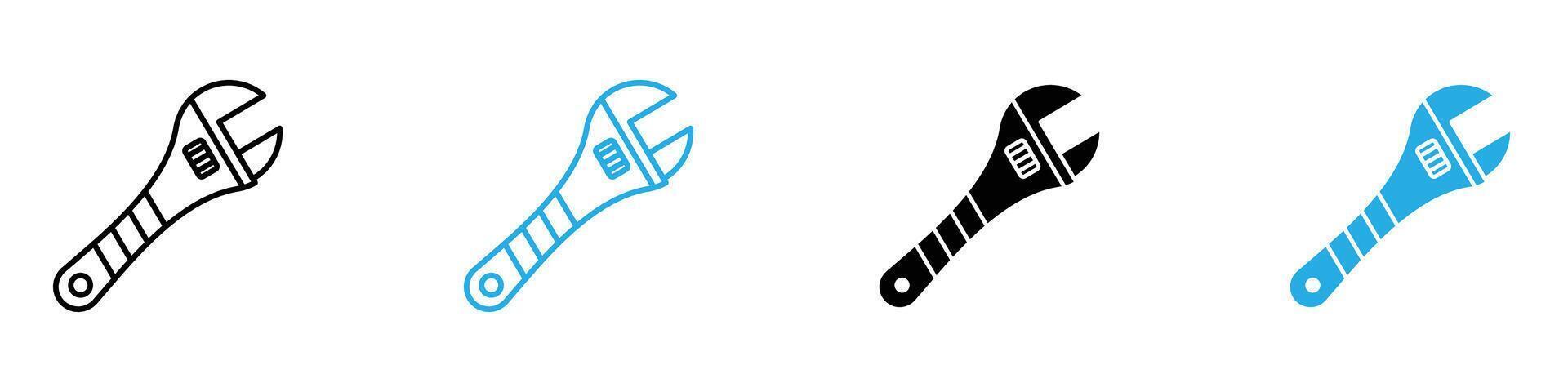Adjustable Wrench Icon Representing Mechanical Tools and DIY Repair Essentials vector