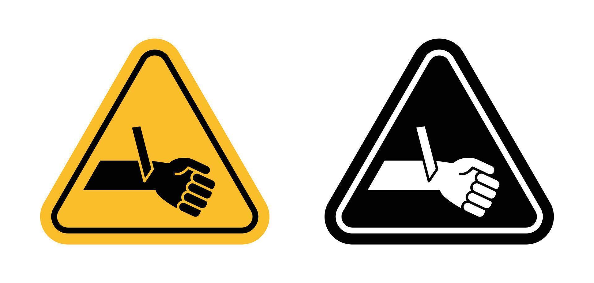 Hand Cutting Straight Blade Warning Sign Ensure Safety in Cutting Areas vector
