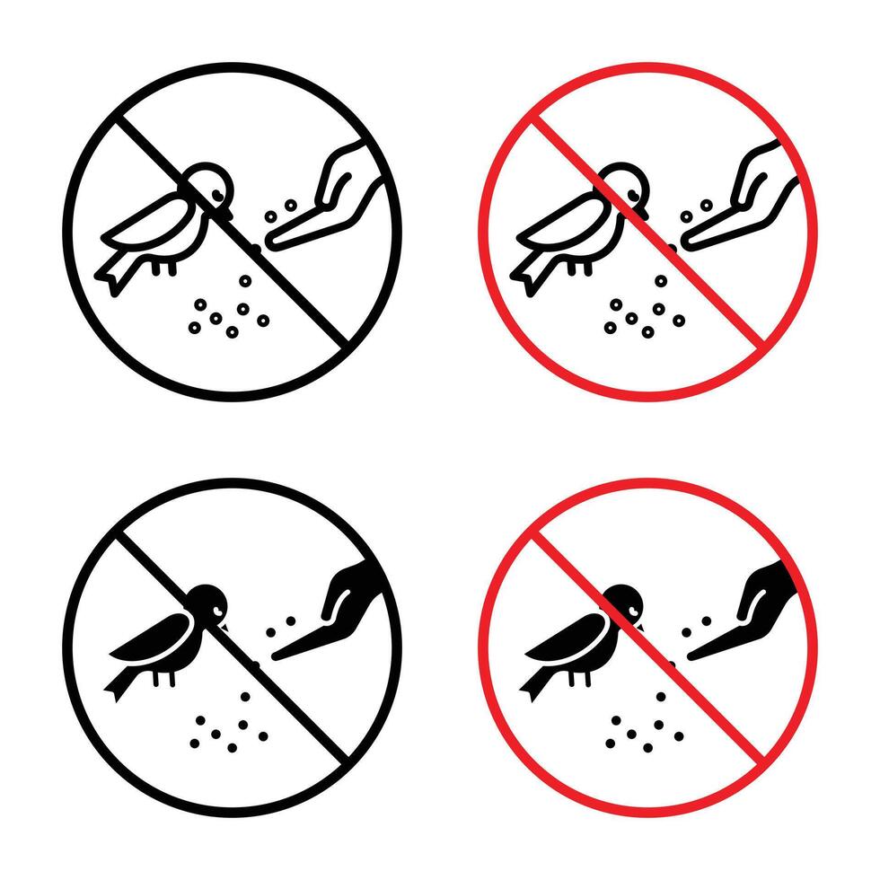 Do Not Feed Birds Sign for Wildlife Conservation and Park Regulations vector
