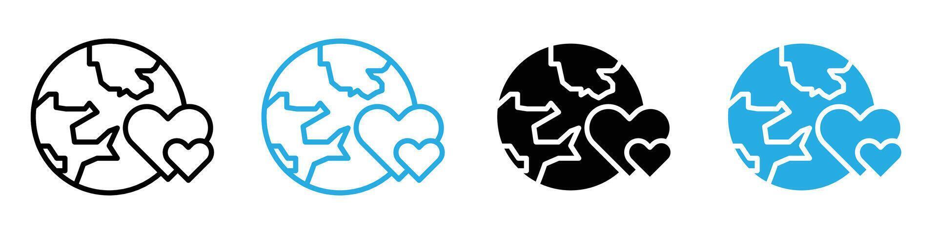 Earth Love Heart Icon Ideal for Environmental and Love Themes vector