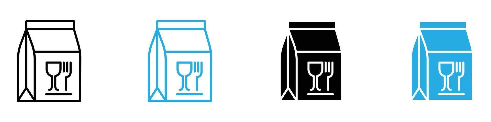 Food delivery paper bag icon set collection for web vector