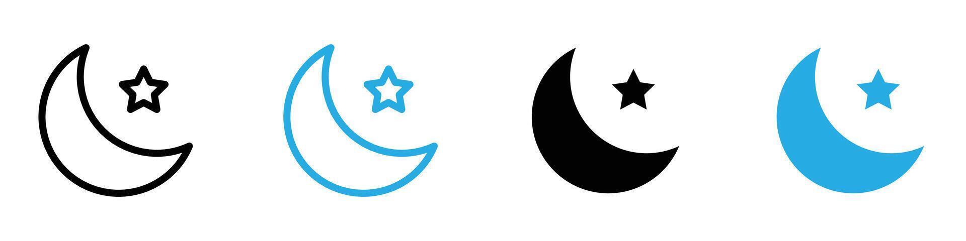 Islamic Crescent Moon and Star Icon Ideal for Religious and Cultural Themes vector