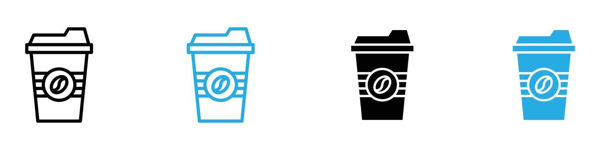 Hot coffee cup icon set collection for web vector