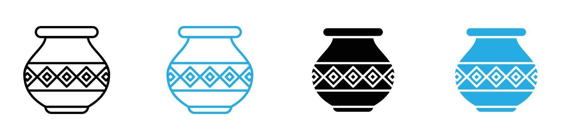 Indian Clay Pot Icon Perfect for Cultural and Culinary Illustrations vector