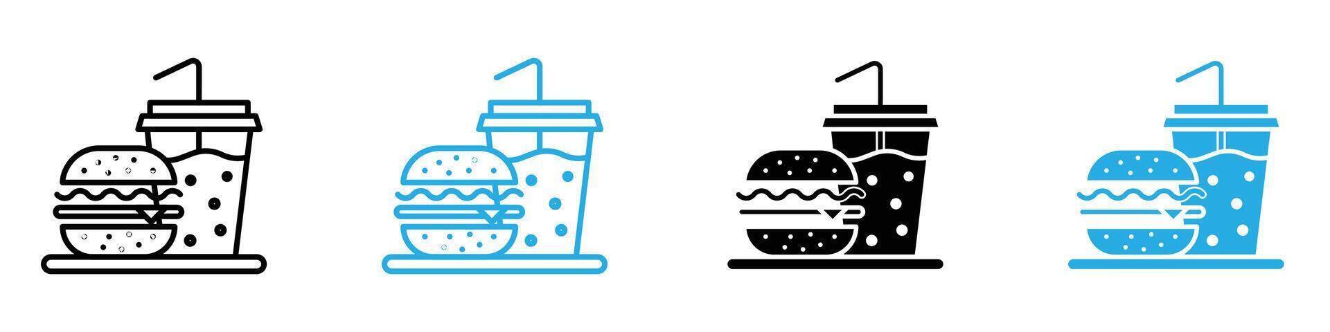 Hamburger and soft drink cup icon set collection for web vector