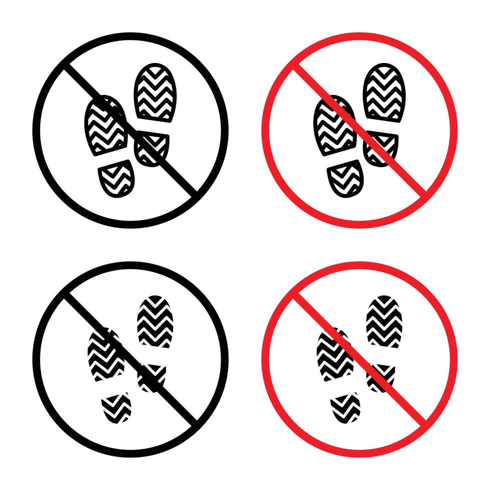 No footprint sign indicating prohibition of walking in certain areas vector