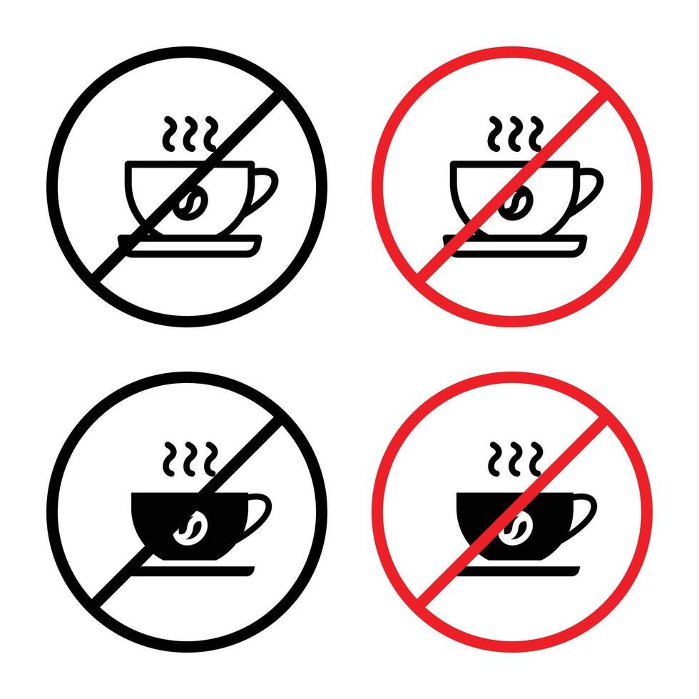 No Coffee Cup Allowed Sign Prohibit Drinks in Designated Areas vector
