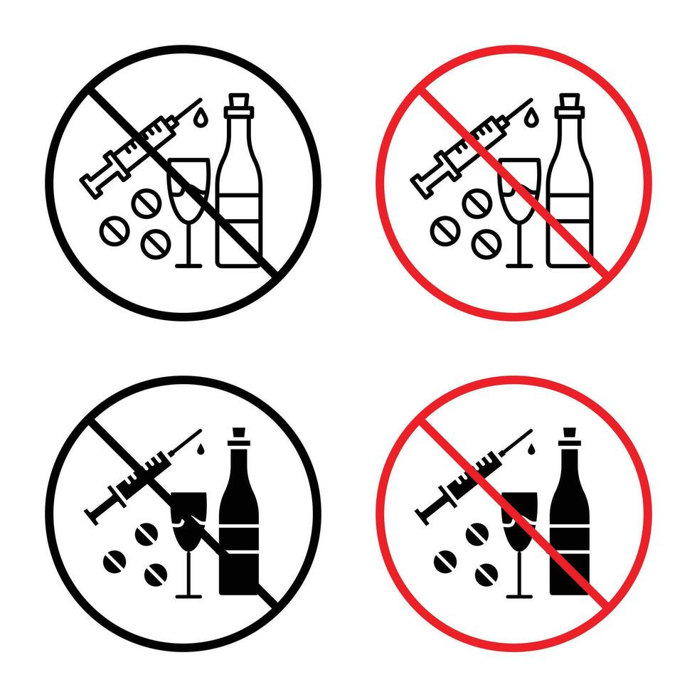 No Drugs or Alcohol Sign for Substance Abuse Prevention, Public Health, and Safety Notices Graphics vector