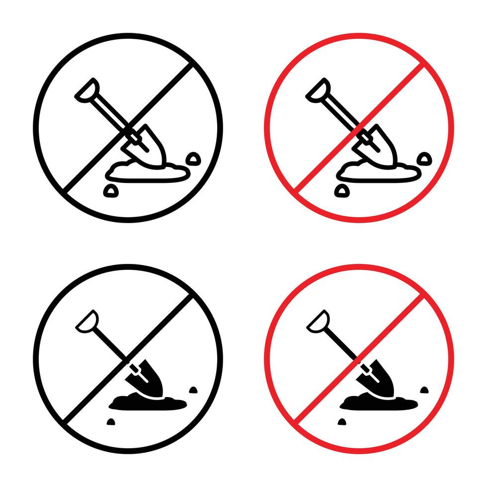 No Digging Sign for Construction Sites, Protected Areas, and Safety Precautions Illustrations vector