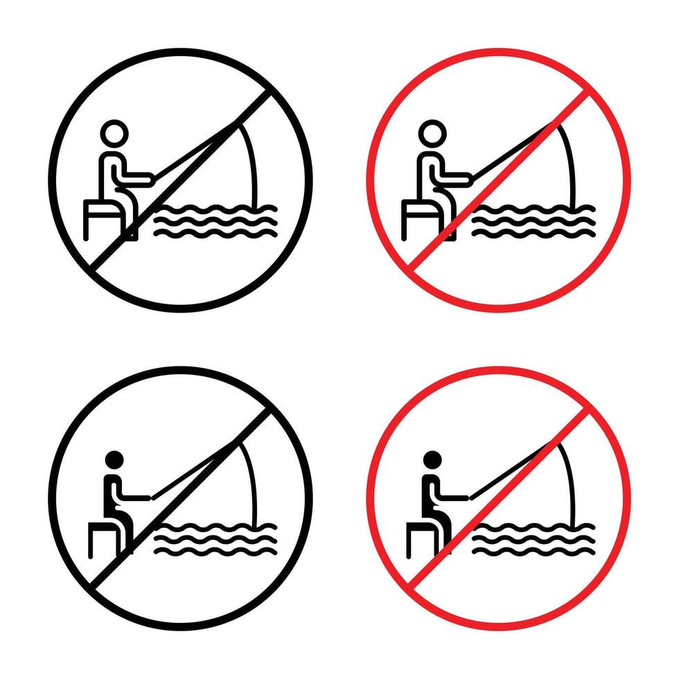 No Fishing Sign for Protected Areas, Wildlife Conservation, and Public Notices Illustrations vector