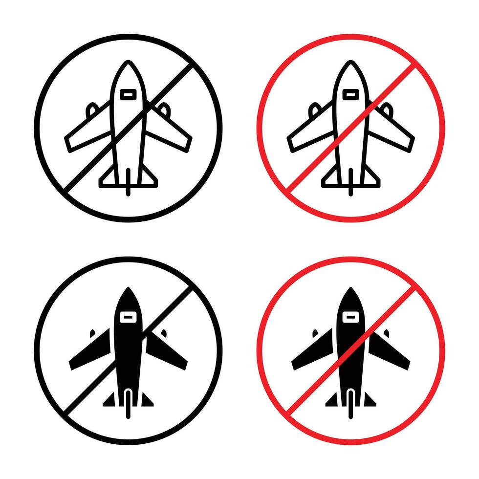 No Plane Sign for Restricted Airspace, Safety Warnings, and Public Notices Graphics vector