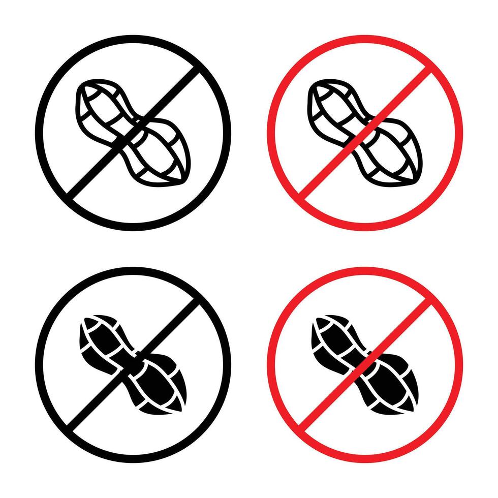 No peanut sign indicating a peanut-free area due to allergy concerns vector