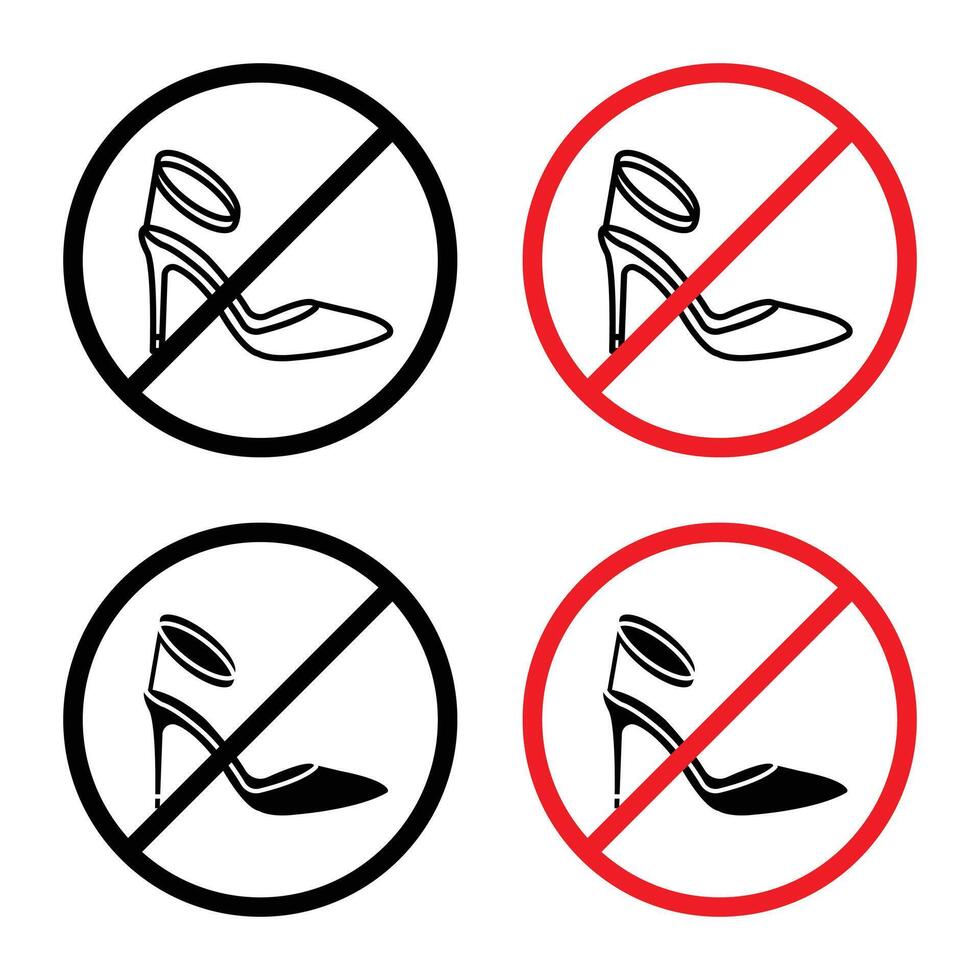 No high heels sign indicating restriction on wearing high heels vector