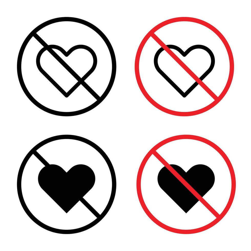 No Love Sign for Public Display Restrictions and Etiquette vector