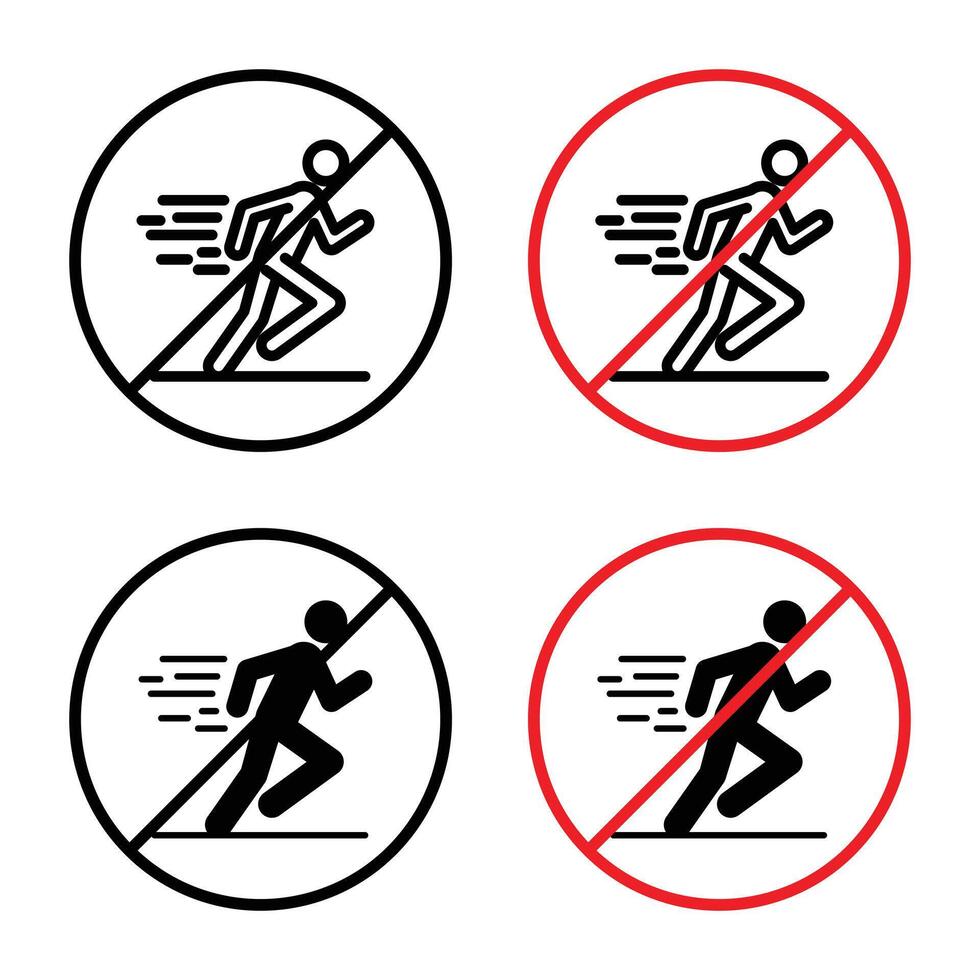 No Running Sign for Safety in Public Spaces, Schools, and Workplaces vector