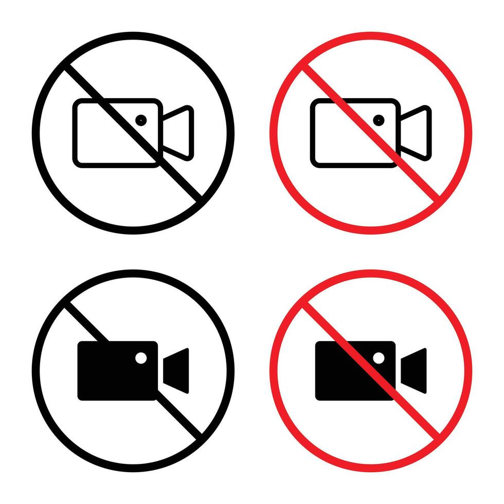 No recording sign indicating prohibition on filming or recording vector