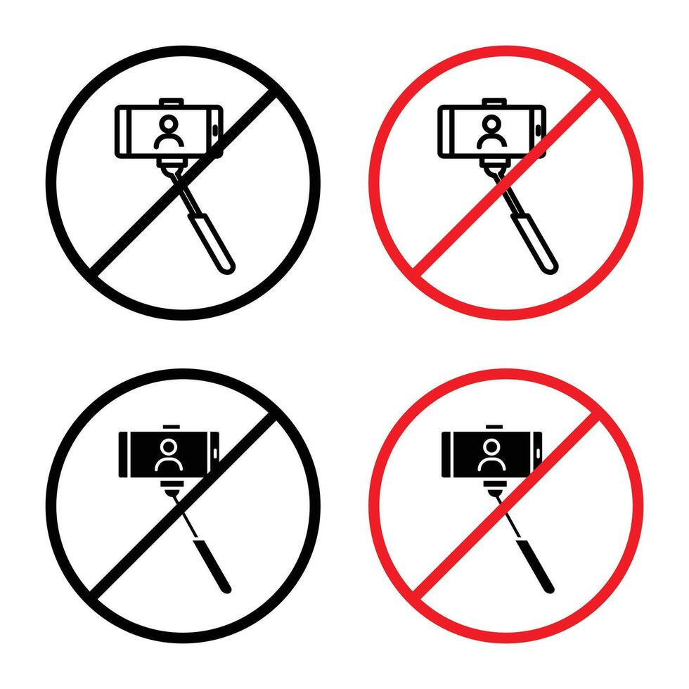 No selfie sign indicating prohibition on taking selfies vector