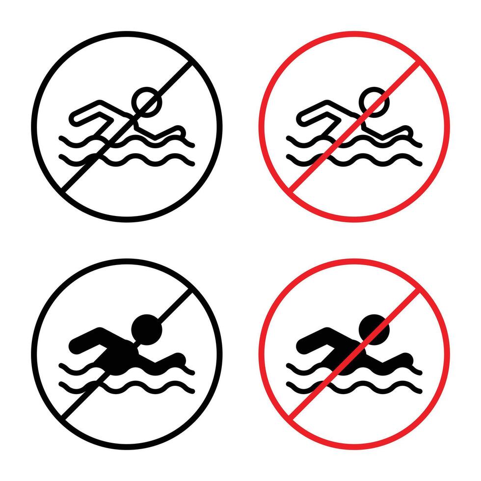 no swimming sign icon set vector