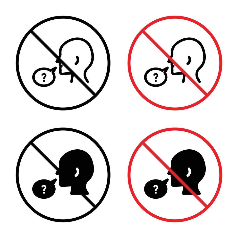 The please do not ask sign requests silence and privacy, featuring a warning symbol, icon, and caution label for quiet areas. vector