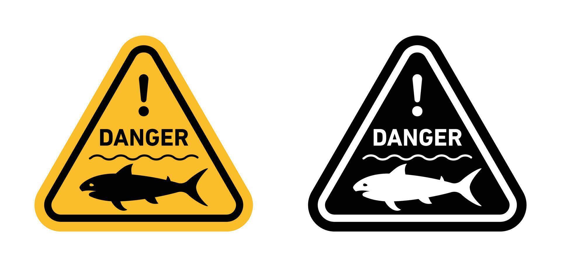 Shark hazard warning indicating dangerous marine life in the area vector