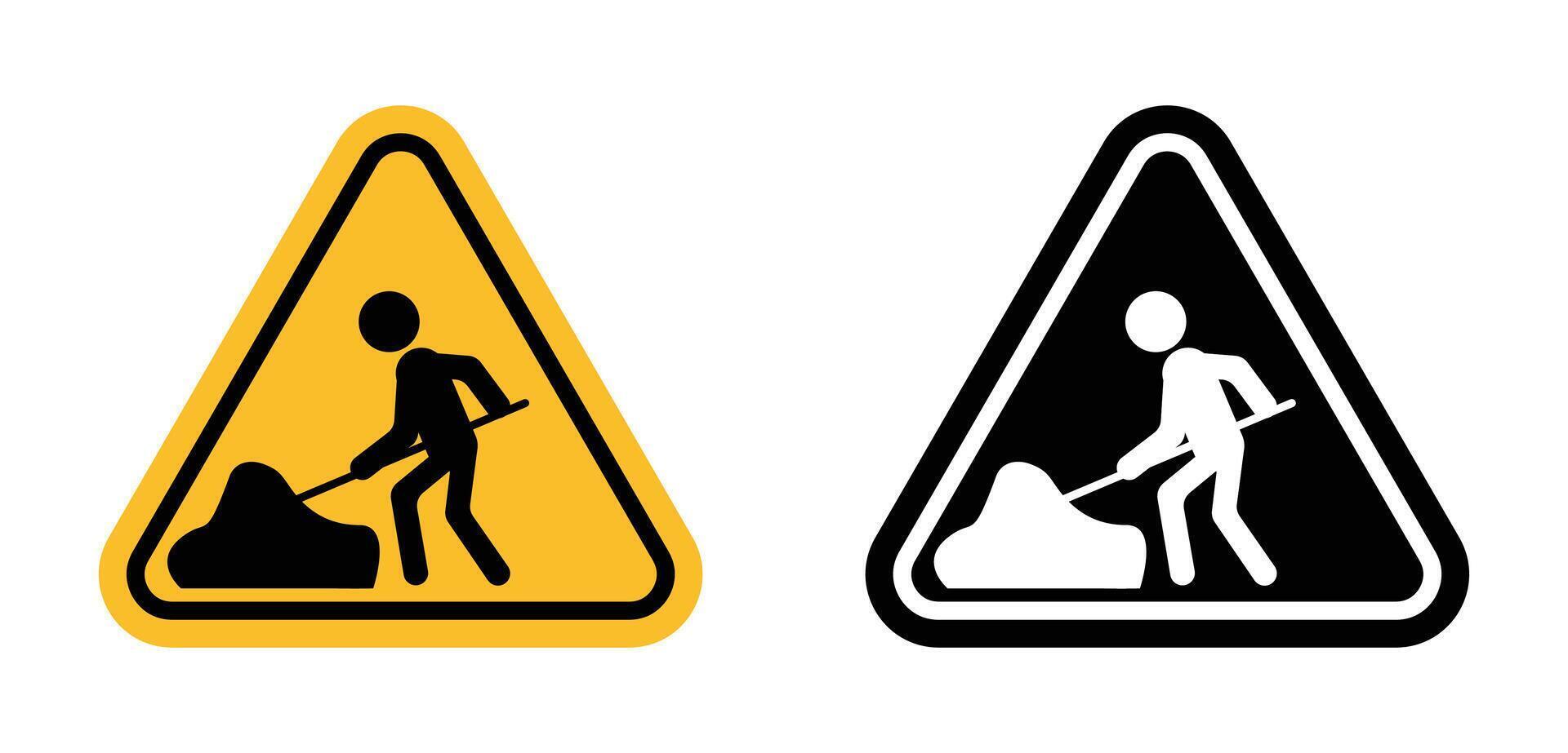 Under construction notice indicating safety warning for ongoing work zone vector