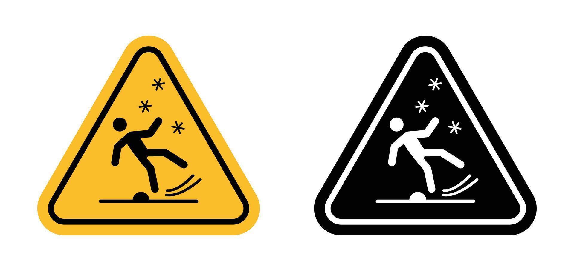 Slippery Ice Warning Sign Promote Safety in Icy and Slippery Zones vector