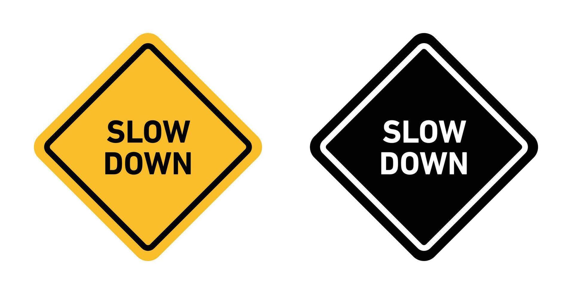 Slow down sign indicating the need to reduce speed for safety vector