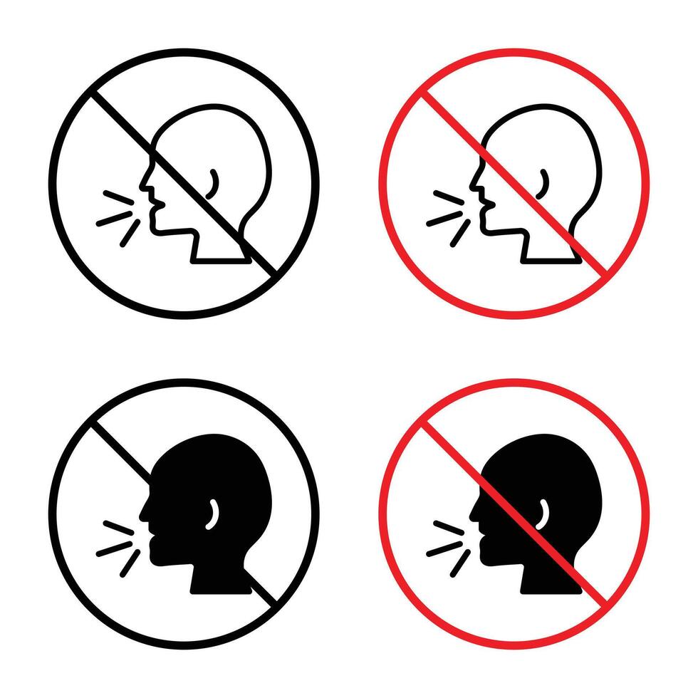 Stop Talking Sign for Quiet Zones, Public Libraries, and Noise Control Graphics vector