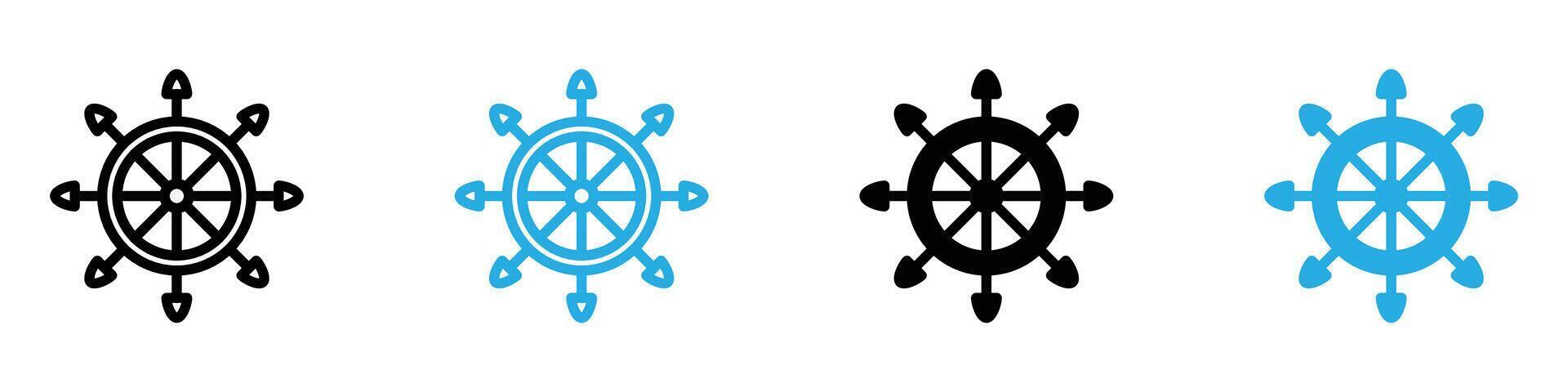 Ship wheel icon set collection for web vector