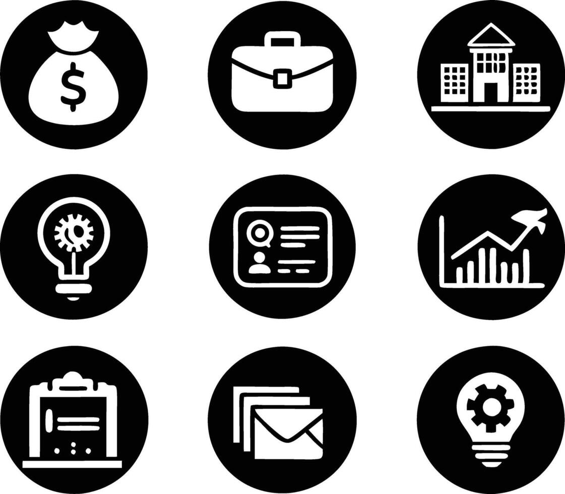 set of business icon illustration.idea, contact, target, organization, community, network, technology, businessman vector