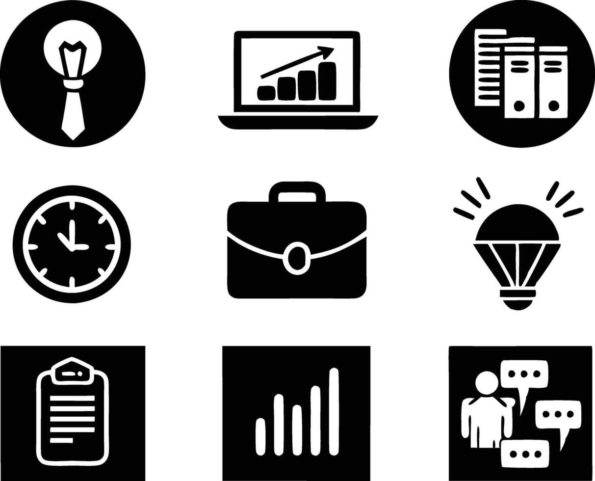 set of business icon illustration.idea, contact, target, organization, community, network, technology, businessman vector