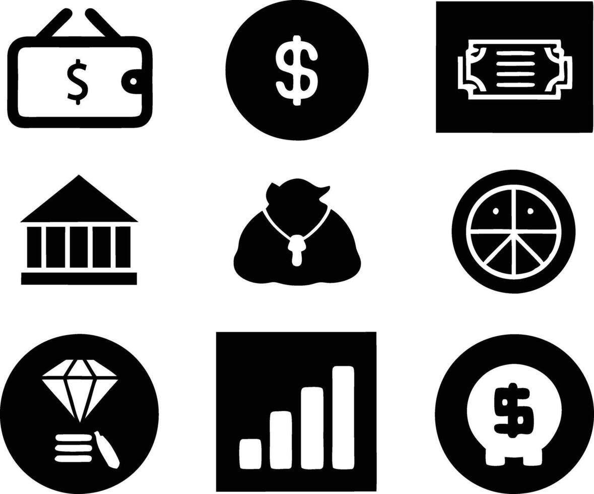 set of finance icon illustration credit, management, marketing, outline, dollar, transaction, loan vector