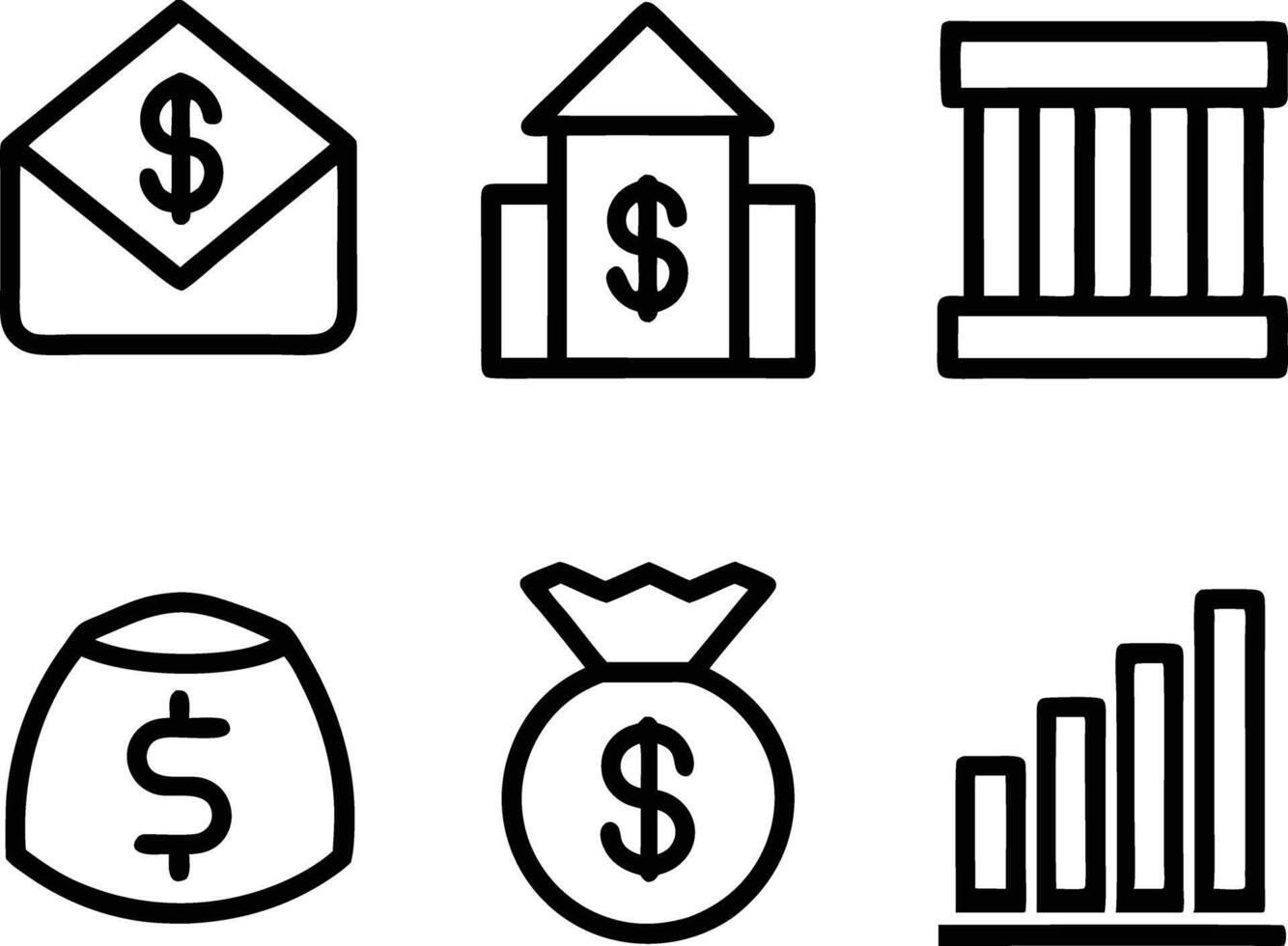set of finance icon illustration credit, management, marketing, outline, dollar, transaction, loan vector