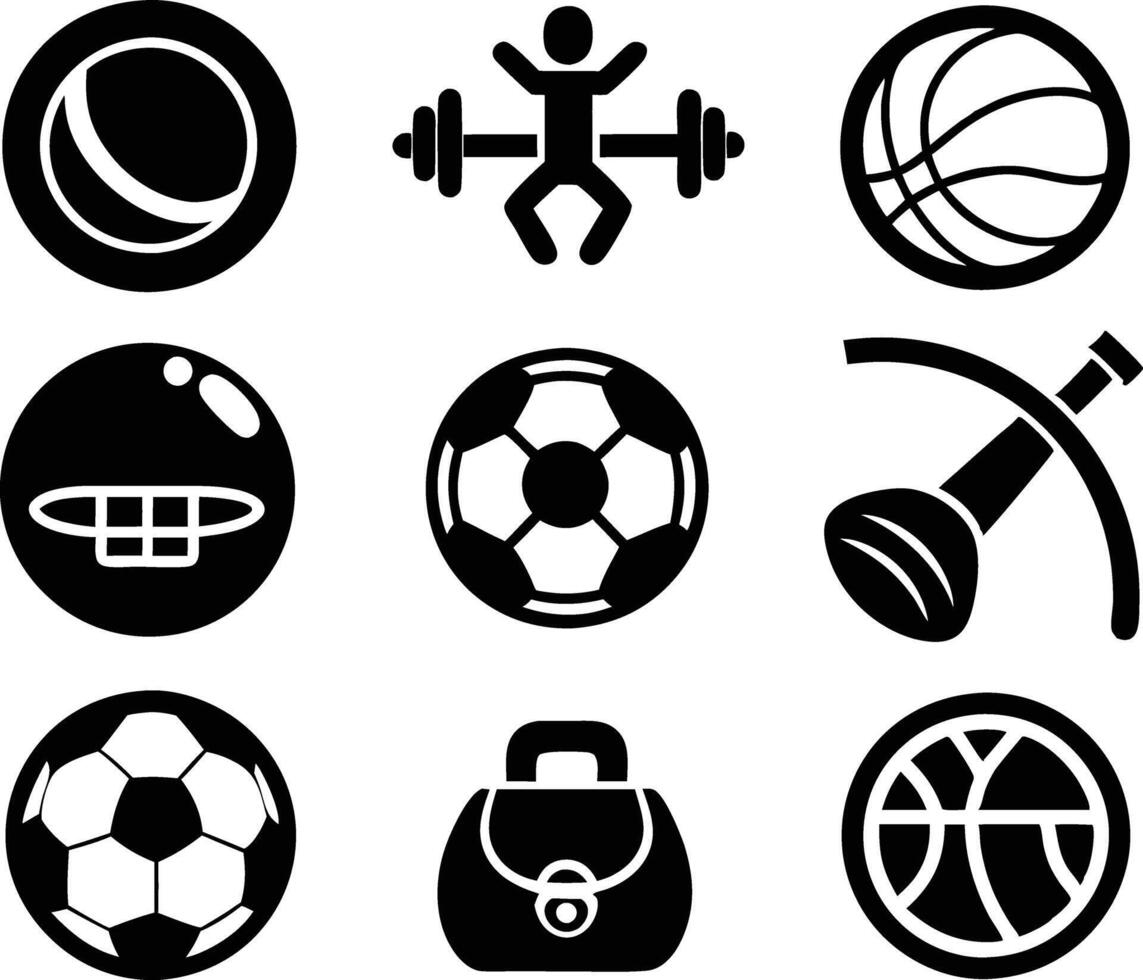 set of gym fitness sports icon illustration. bodybuilding, health, body, fit, vector