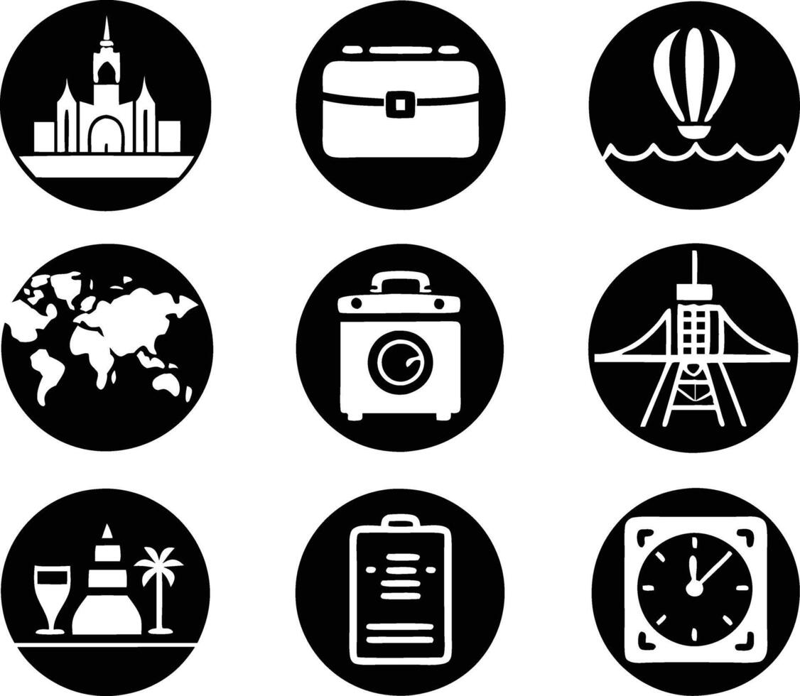 set of travel and tourism icon illustration travel, journey, tourism, adventure, summer, holiday, trip vector
