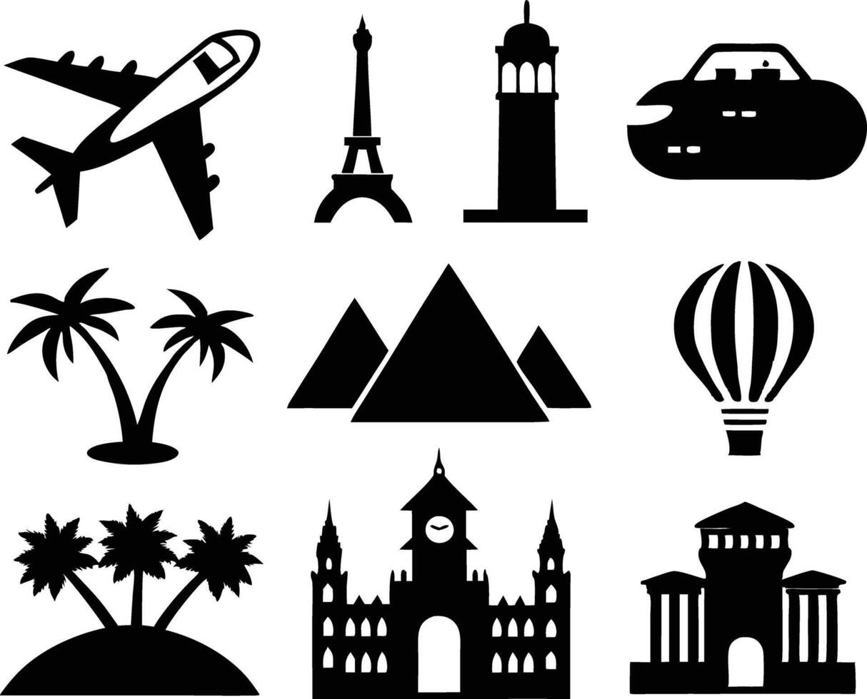 set of travel and tourism icon illustration travel, journey, tourism, adventure, summer, holiday, trip vector