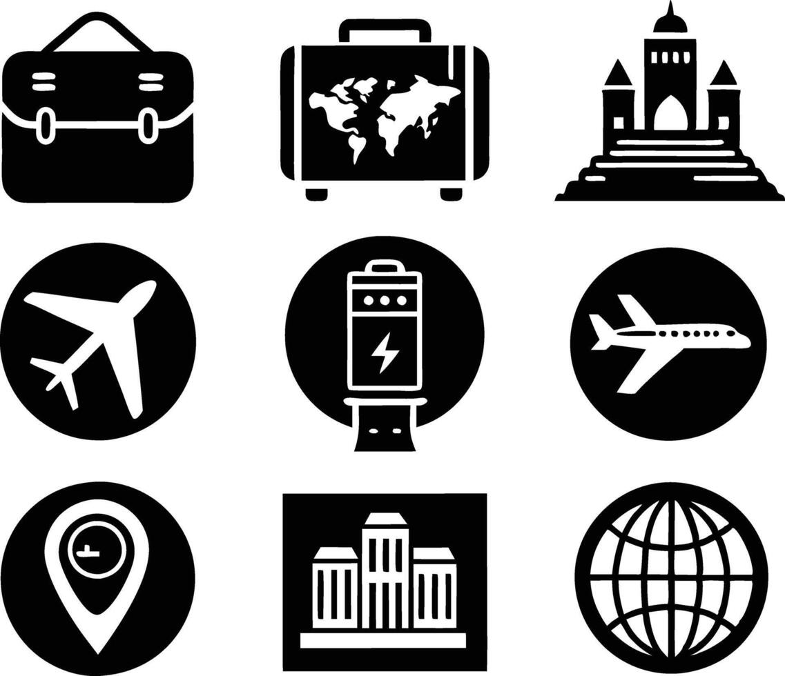 set of travel and tourism icon illustration travel, journey, tourism, adventure, summer, holiday, trip vector