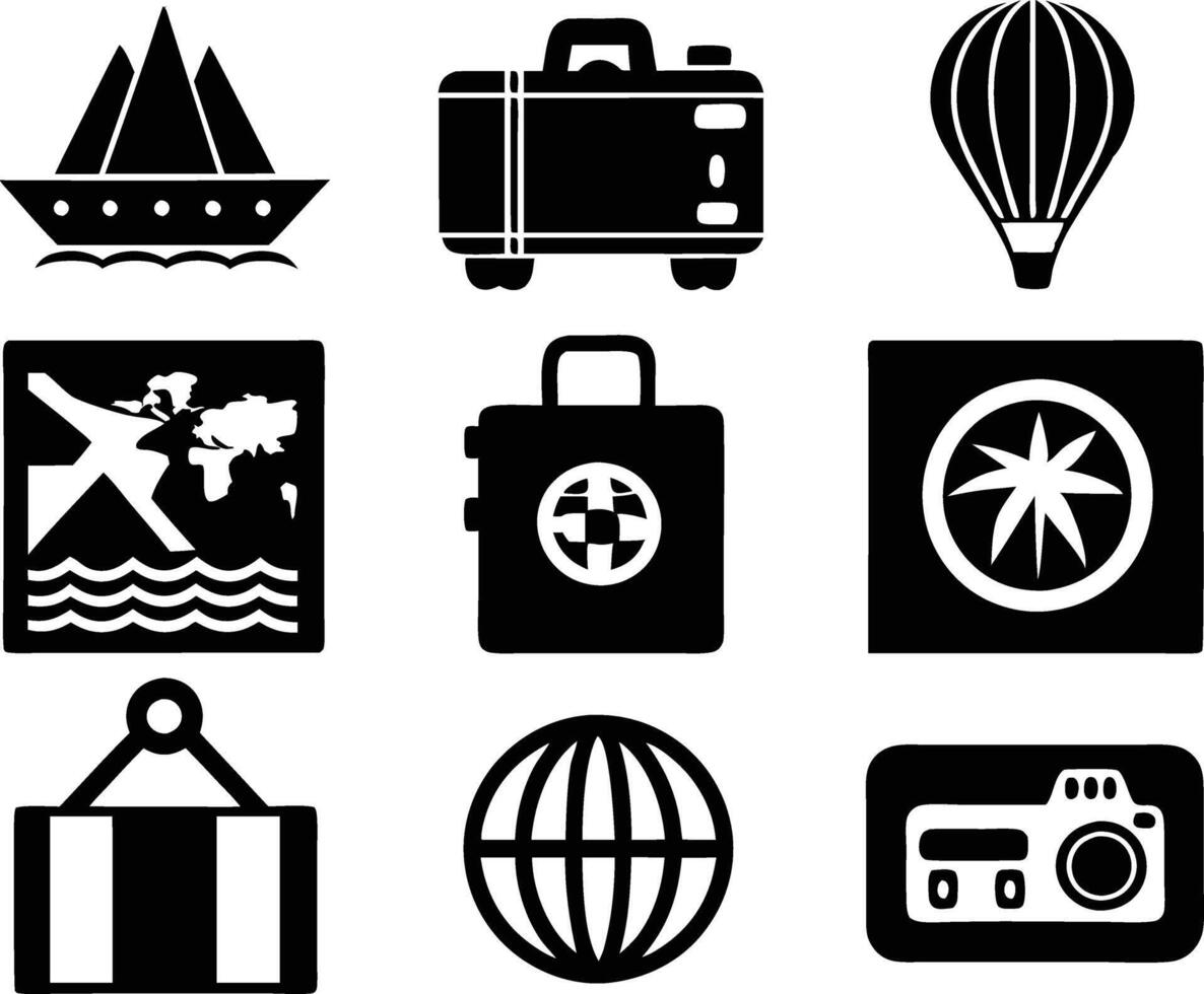 set of travel and tourism icon illustration travel, journey, tourism, adventure, summer, holiday, trip vector
