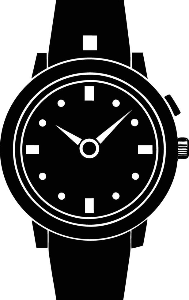 Hand watch illustration black and white vector