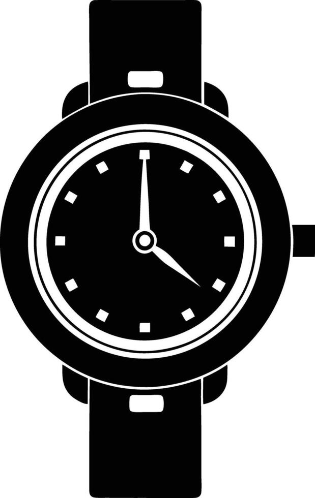 Hand watch illustration black and white vector