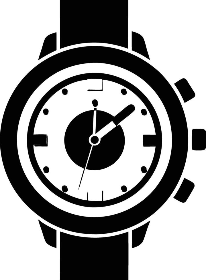 Hand watch illustration black and white vector
