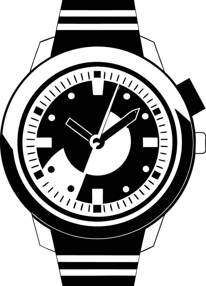 Hand watch illustration black and white vector
