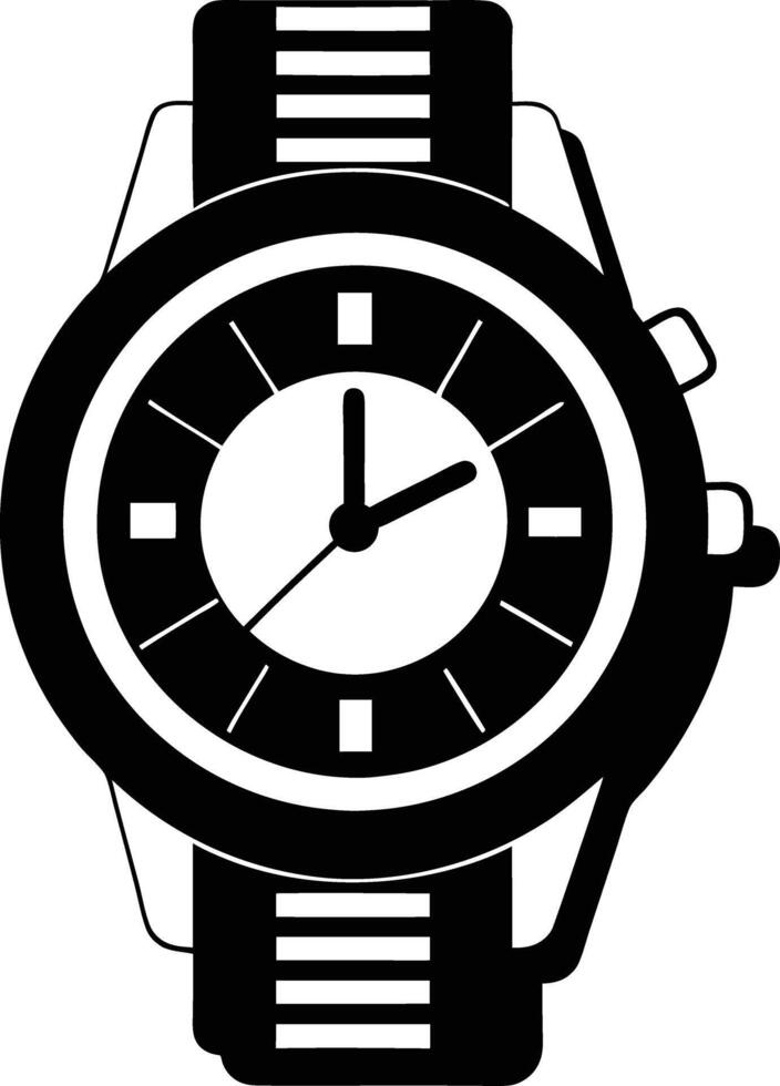 Hand watch illustration black and white vector