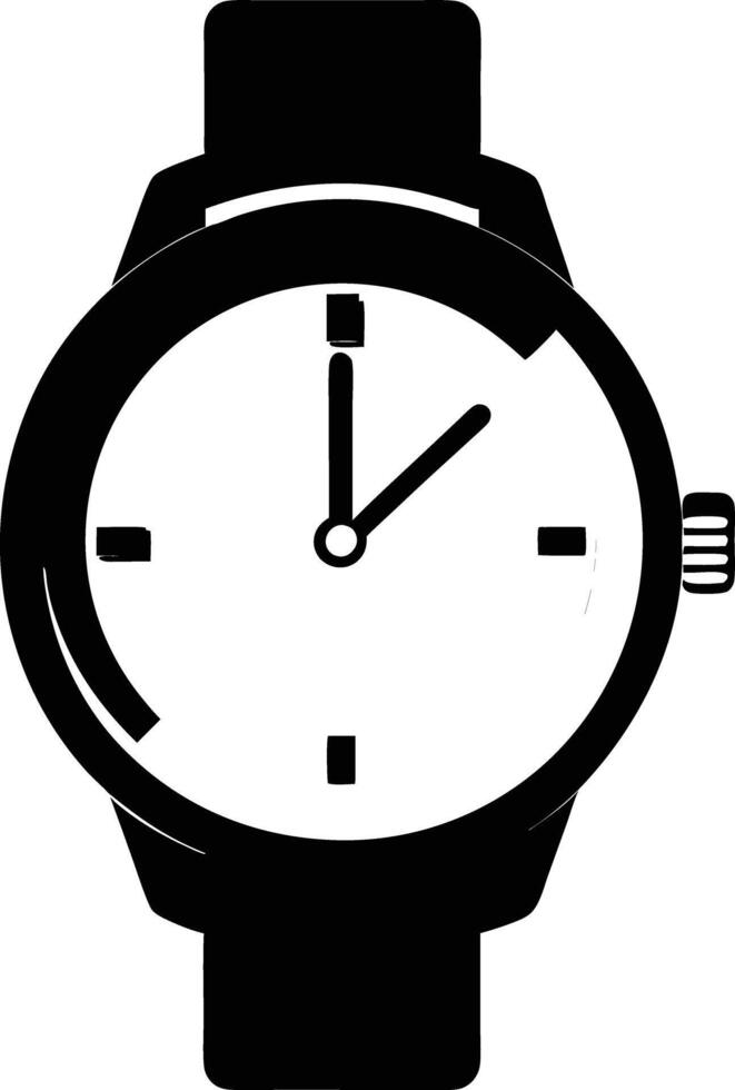 Hand watch illustration black and white vector