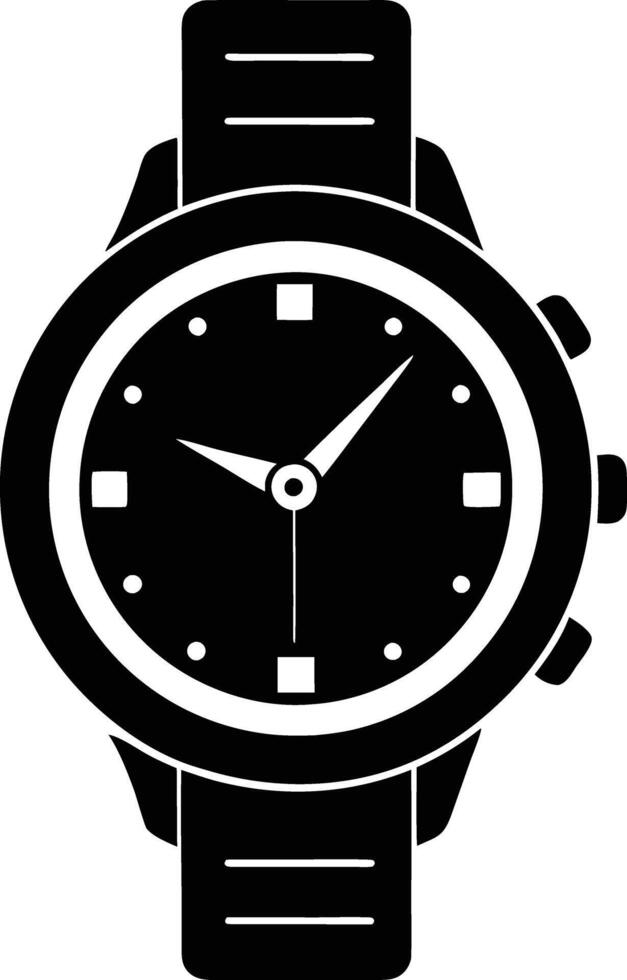 Hand watch illustration black and white vector