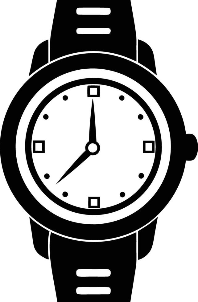 Hand watch illustration black and white vector