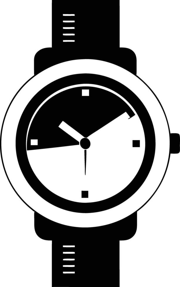 Hand watch illustration black and white vector