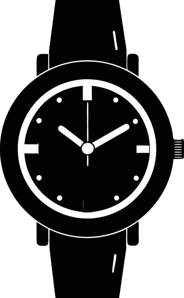 Hand watch illustration black and white vector