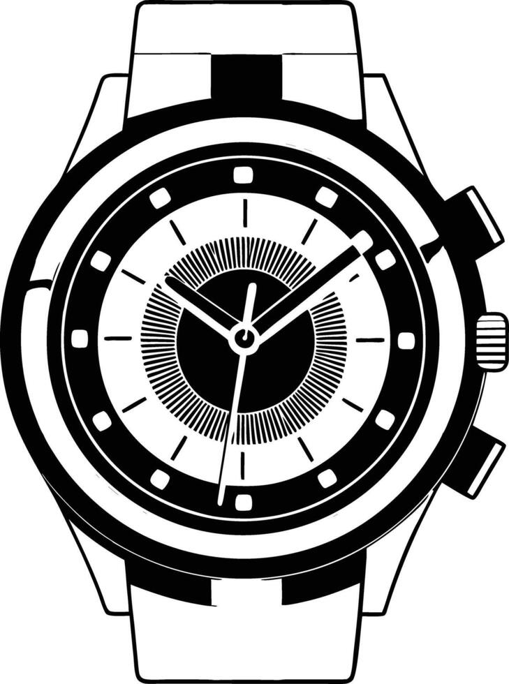 Hand watch illustration black and white vector